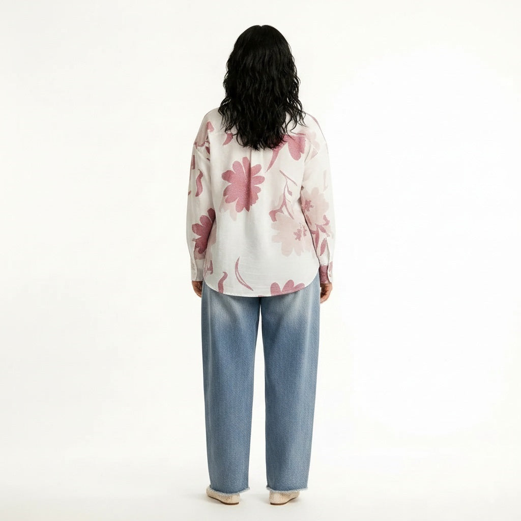 Women Hot Pink Floral Printed Casual Shirt