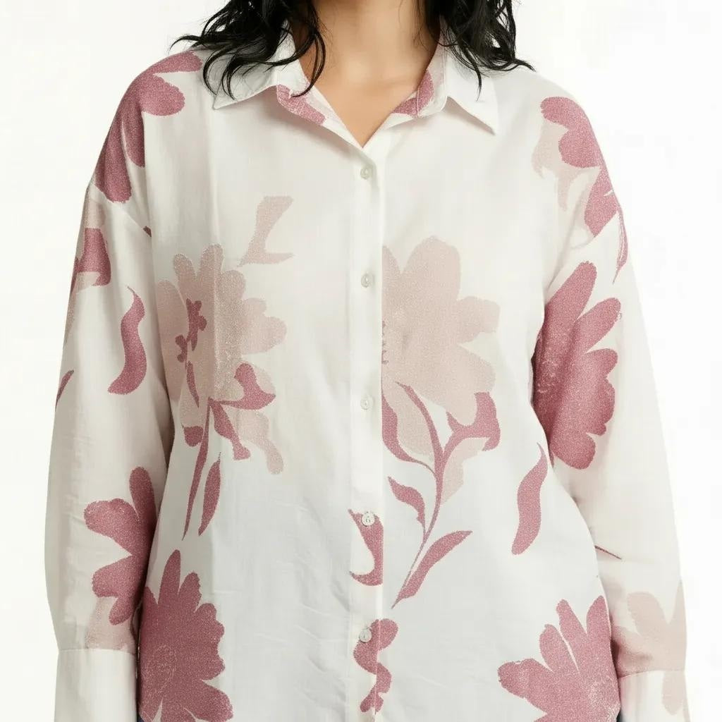 Women Hot Pink Floral Printed Casual Shirt