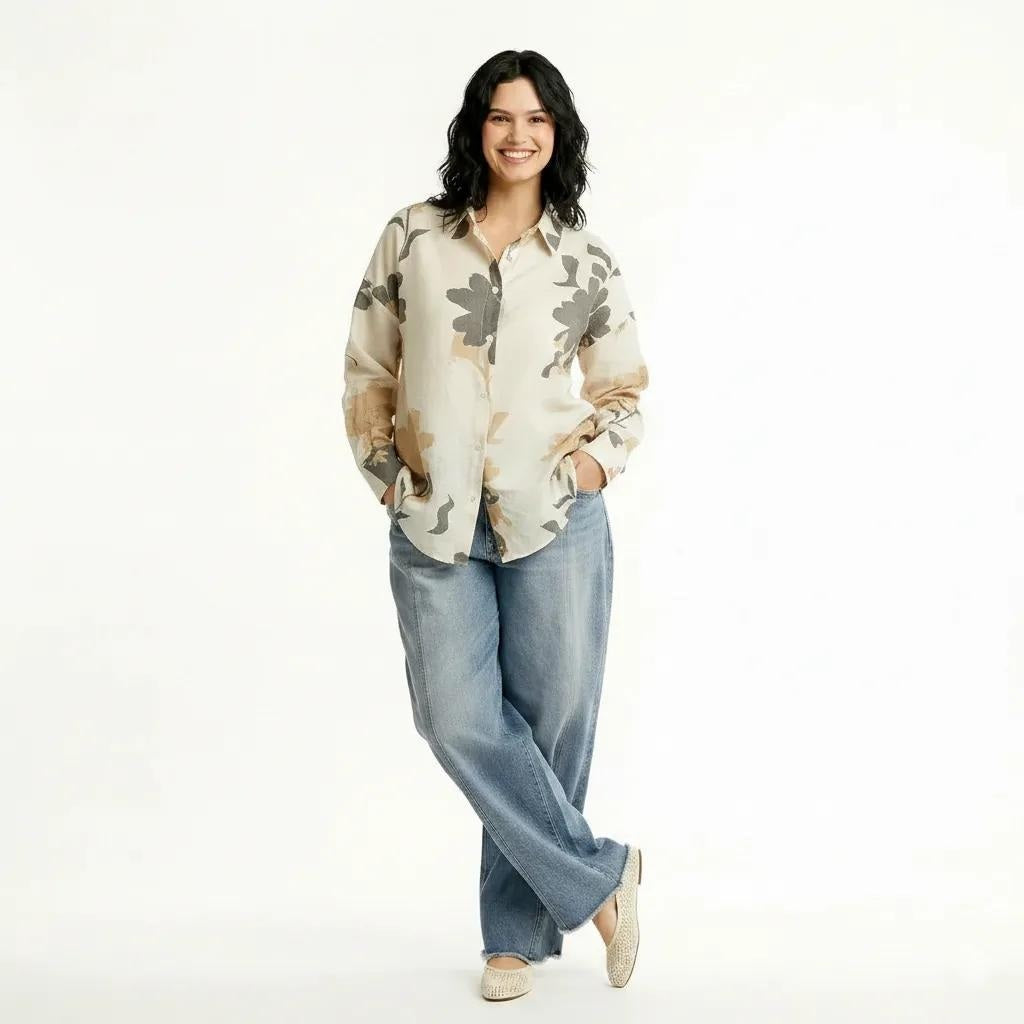 Women Natural Floral Printed Casual Shirt