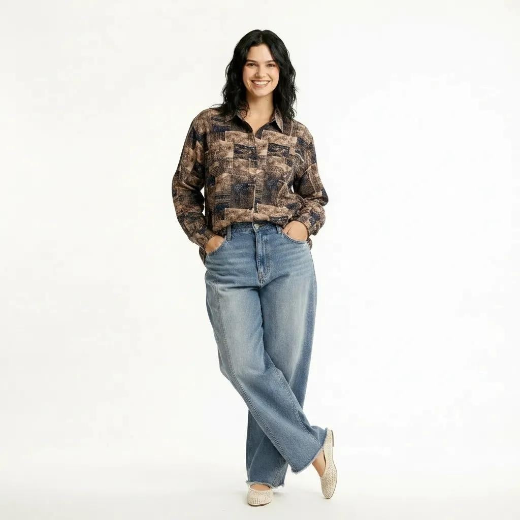Women Coffee Printed Casual Shirt