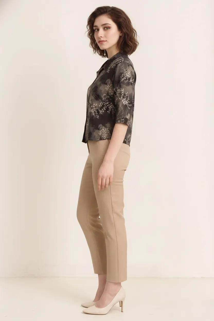 Women Dark Olive Printed Casual Shirt