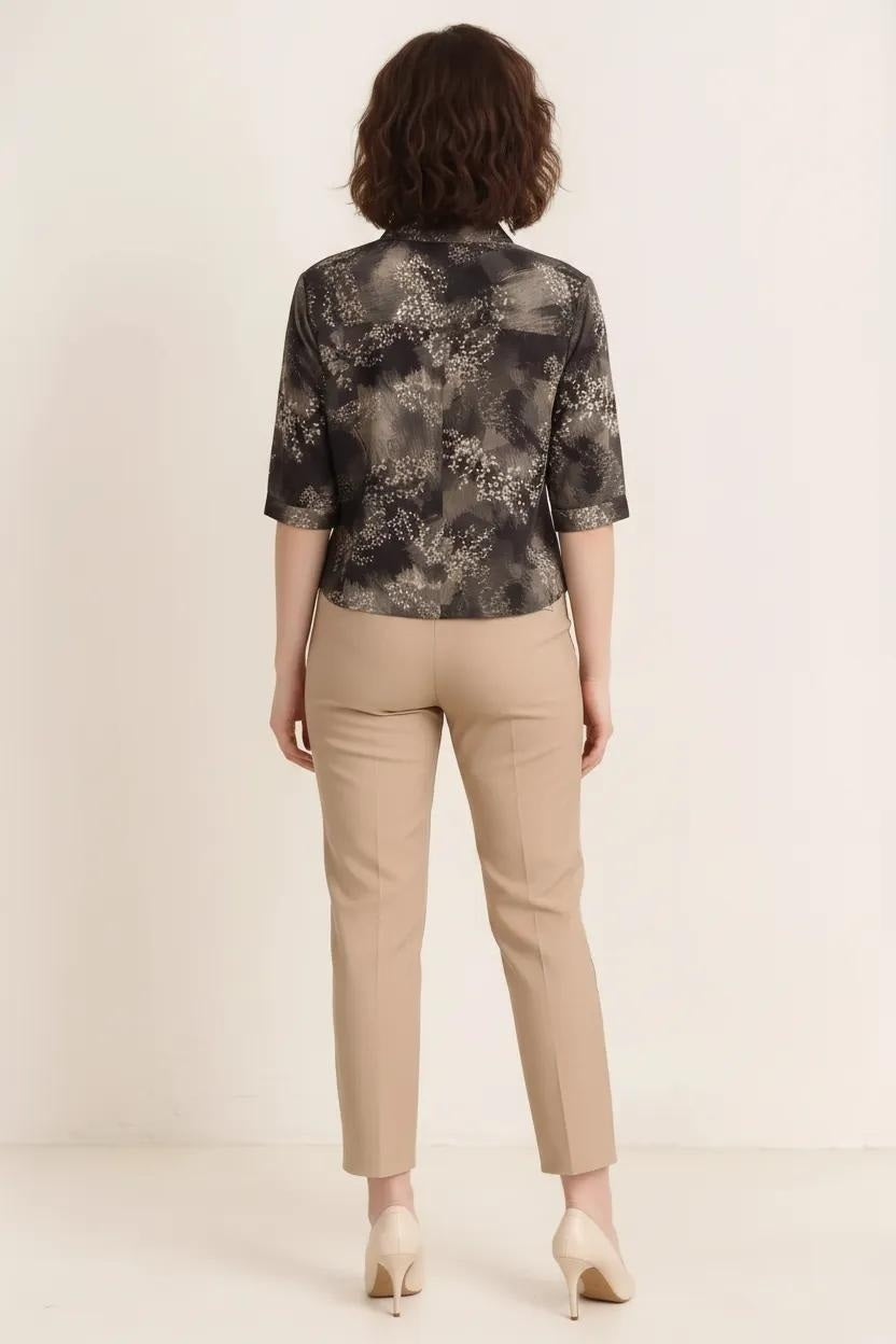 Women Dark Olive Printed Casual Shirt