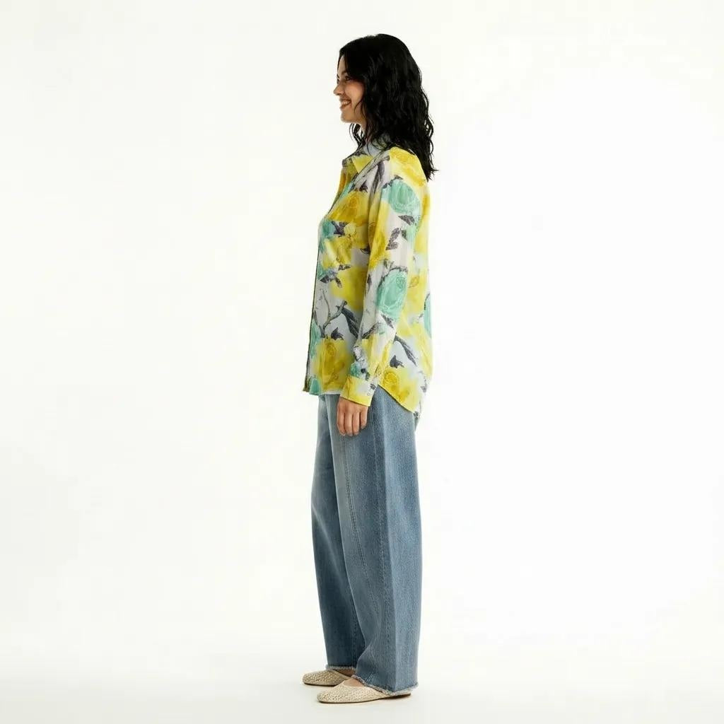 Women Lemon Floral Printed Casual Shirt