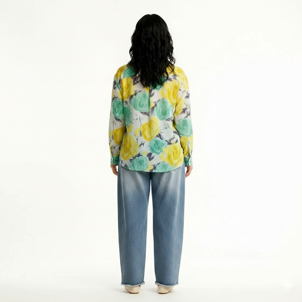 Women Lemon Floral Printed Casual Shirt