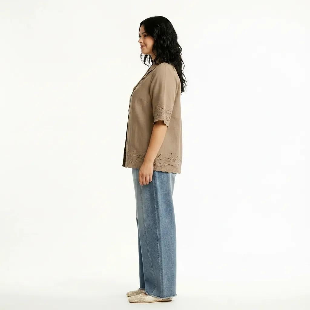 Women Malt Spread Collar Cotton Shirt