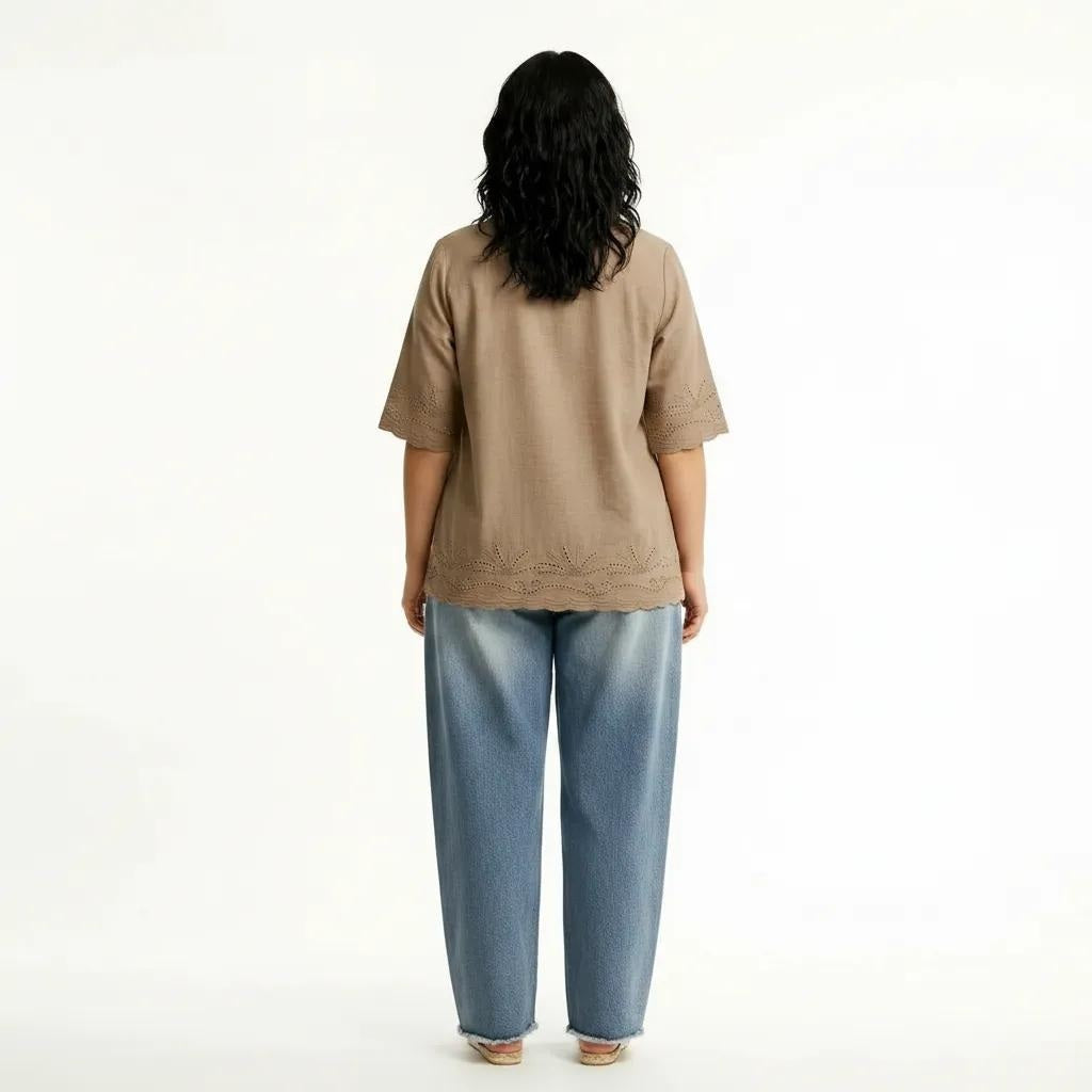 Women Malt Spread Collar Cotton Shirt