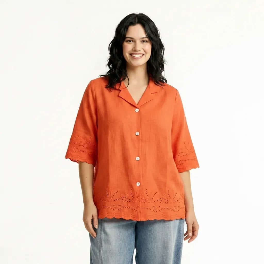 Women Orange Casual Shirt