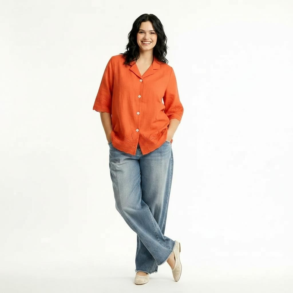 Women Orange Casual Shirt