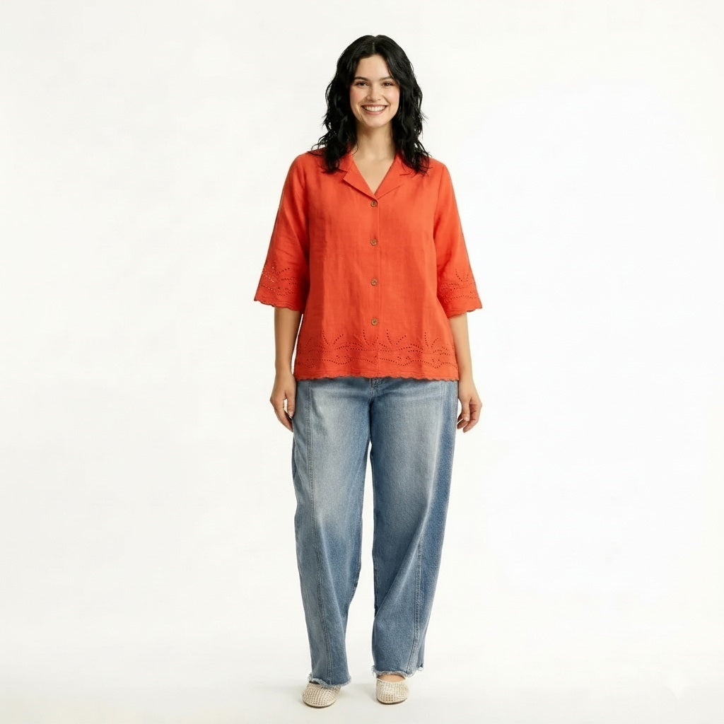 Women Orange Casual Shirt