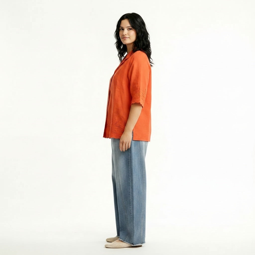 Women Orange Casual Shirt