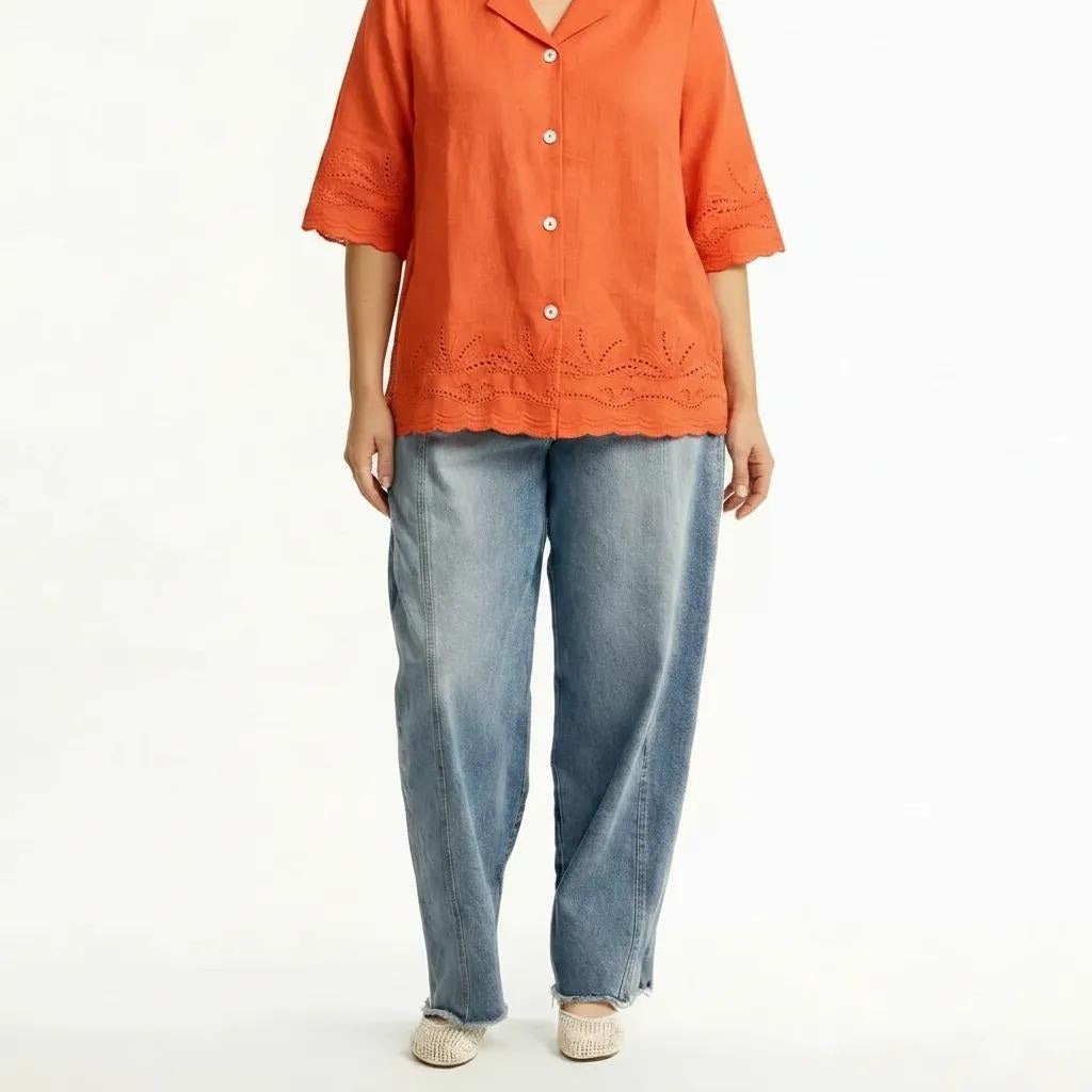 Women Orange Casual Shirt
