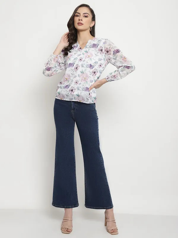 Mettle Floral Print Cotton Shirt Style Top