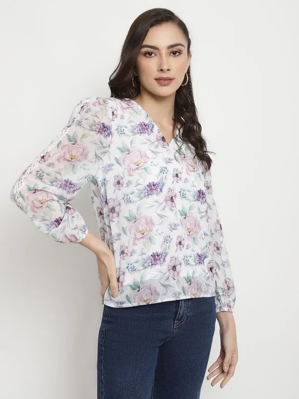 Mettle Floral Print Cotton Shirt Style Top