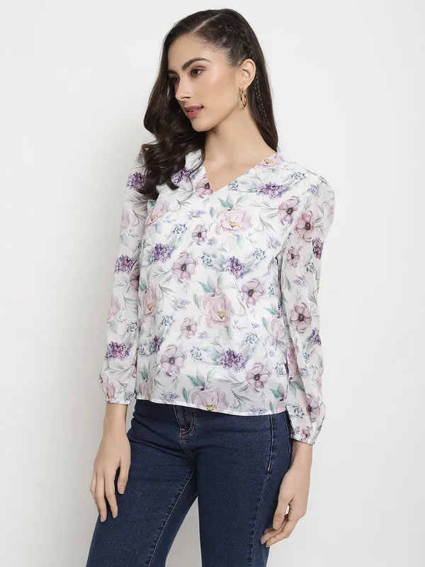 Mettle Floral Print Cotton Shirt Style Top