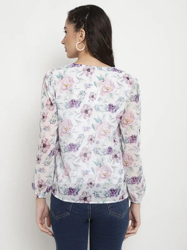 Mettle Floral Print Cotton Shirt Style Top