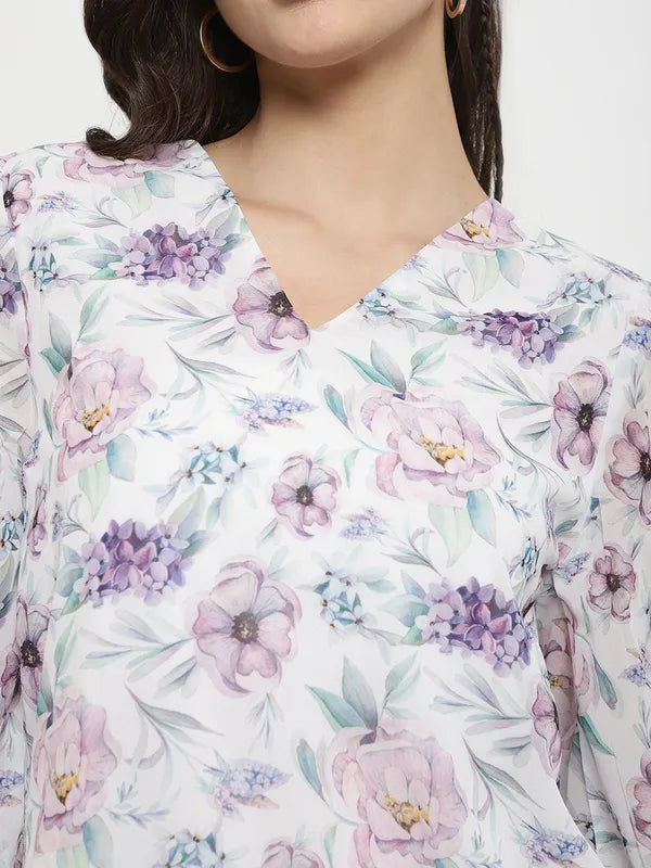 Mettle Floral Print Cotton Shirt Style Top