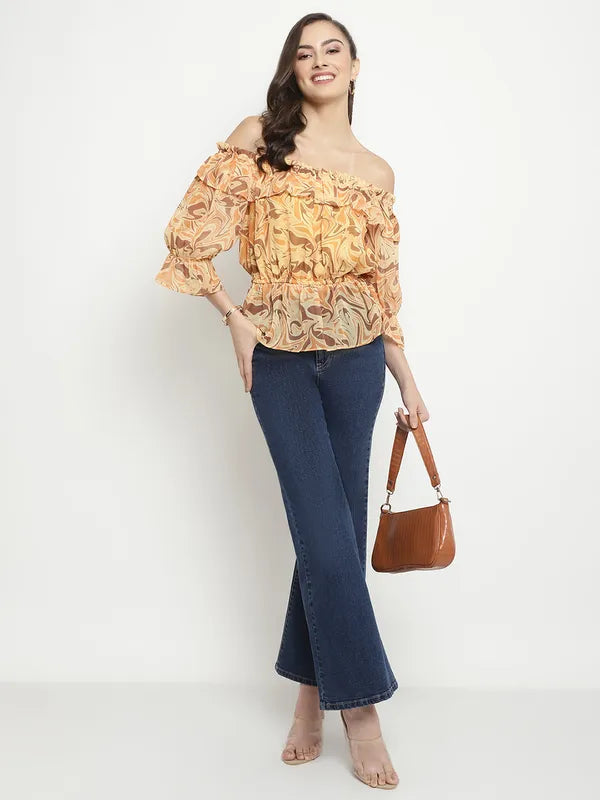 Mettle Abstract Printed Off-Shoulder Bardot Top