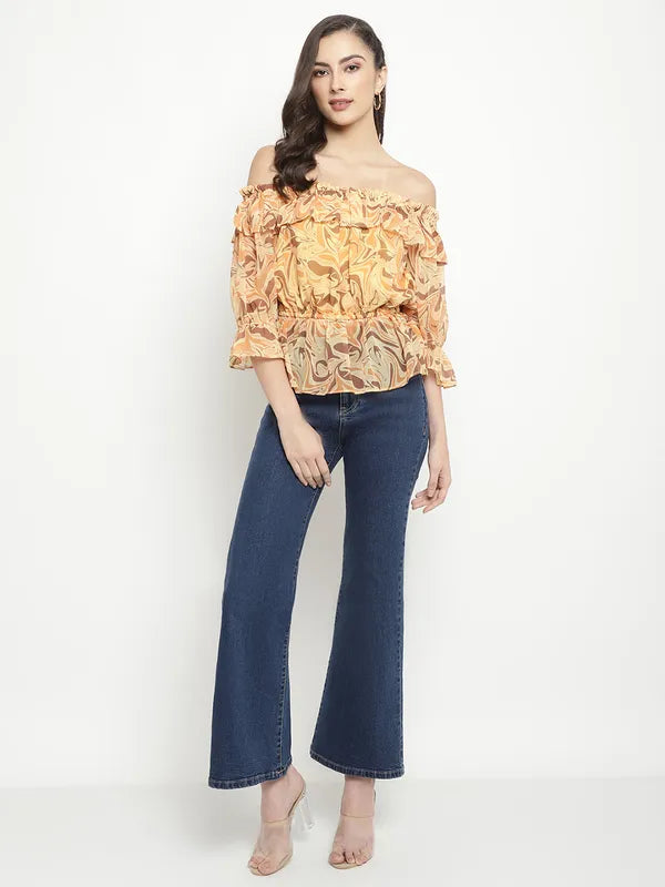 Mettle Abstract Printed Off-Shoulder Bardot Top