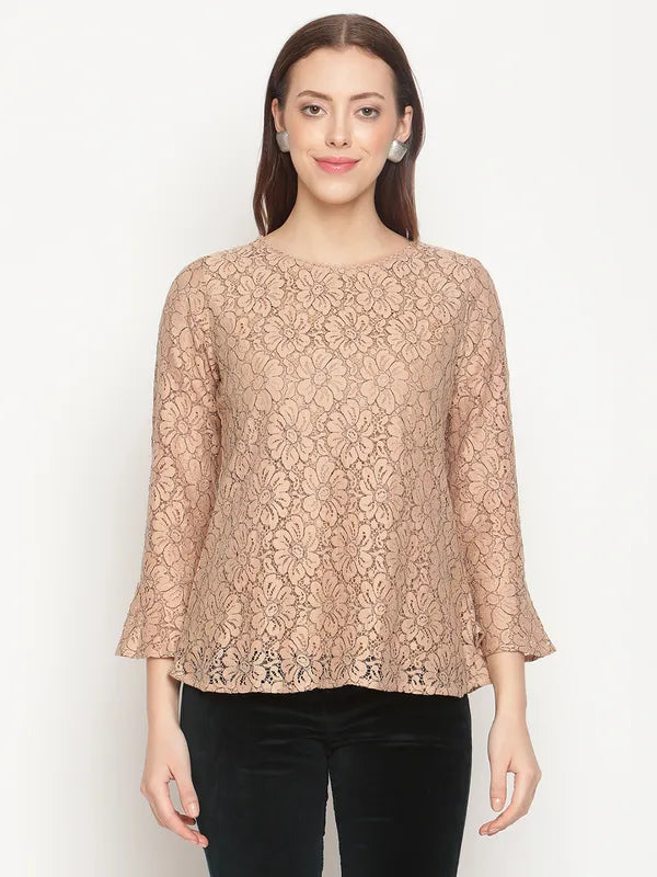 Mettle Brown Self Design Top