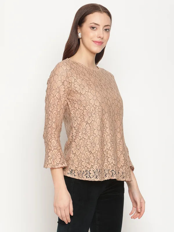 Mettle Brown Self Design Top