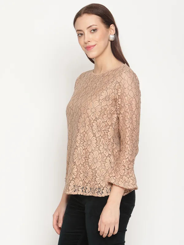 Mettle Brown Self Design Top