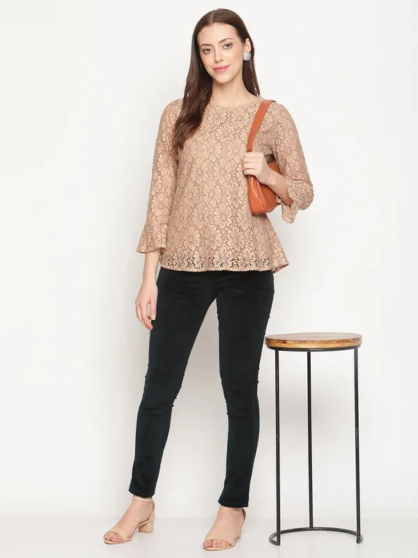 Mettle Brown Self Design Top