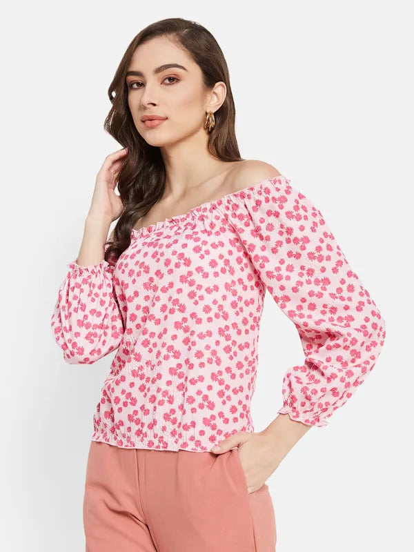 Off Shoulder Floral Print Top