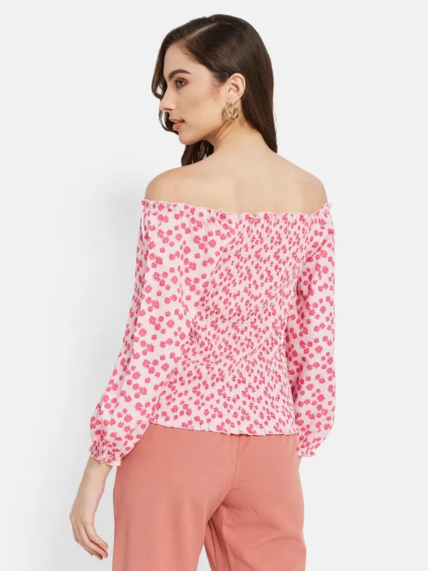 Off Shoulder Floral Print Top