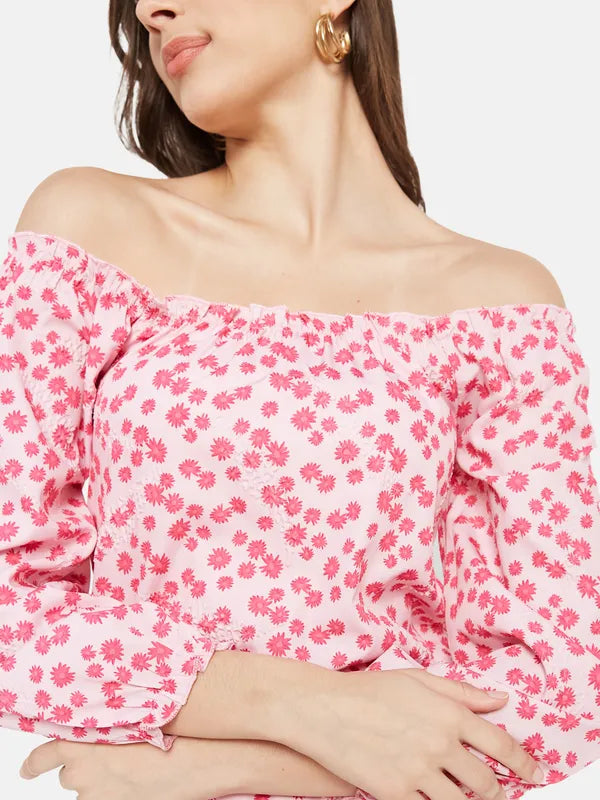 Off Shoulder Floral Print Top