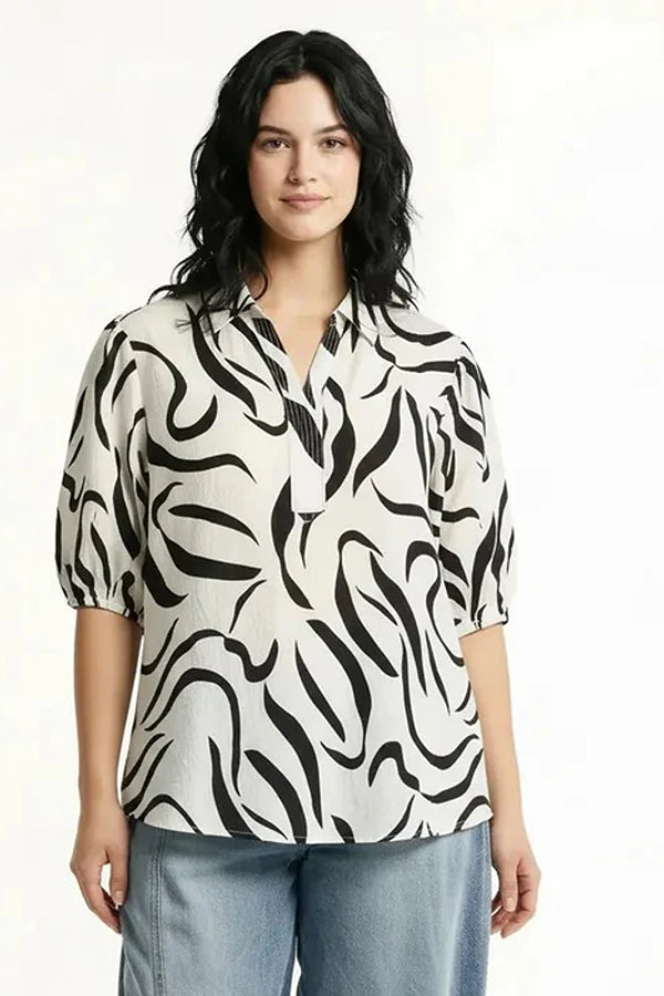 METTLE Black Print Cotton Top