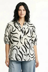 METTLE Black Print Cotton Top