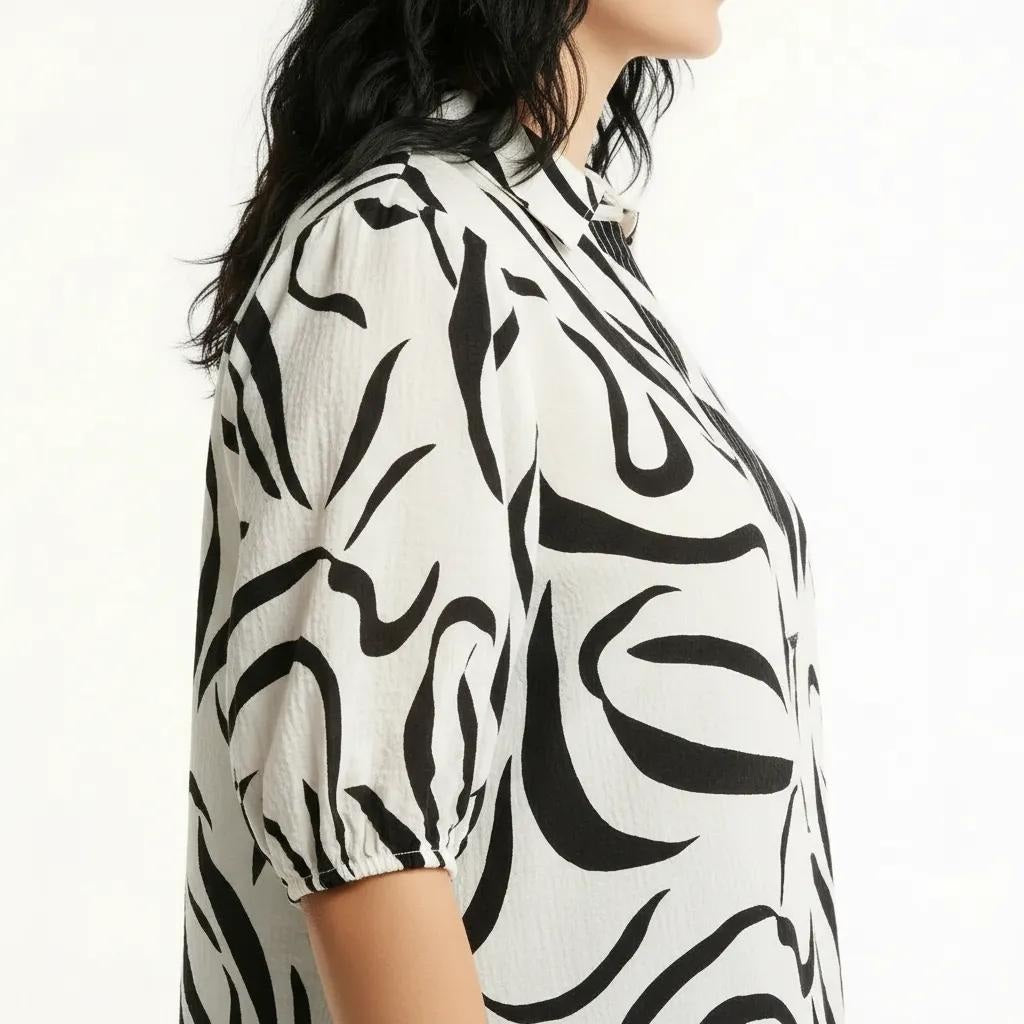 METTLE Black Print Cotton Top