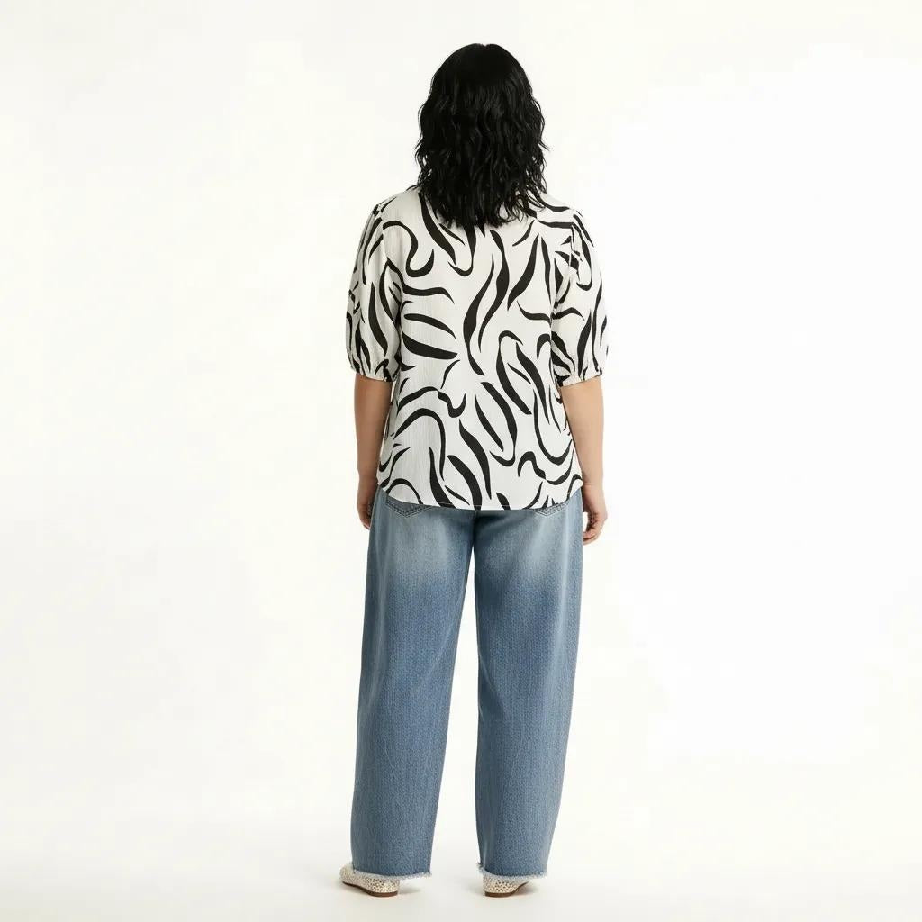 METTLE Black Print Cotton Top