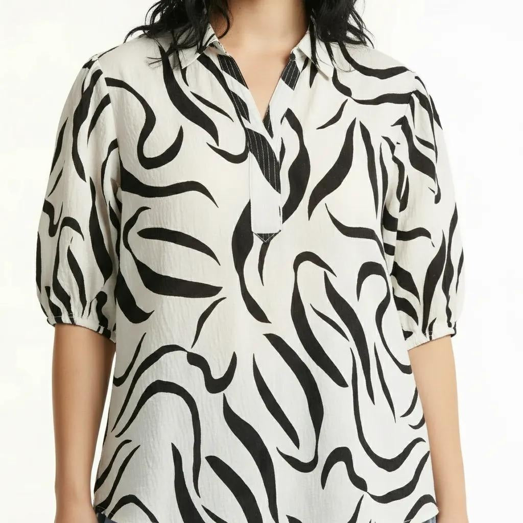 METTLE Black Print Cotton Top