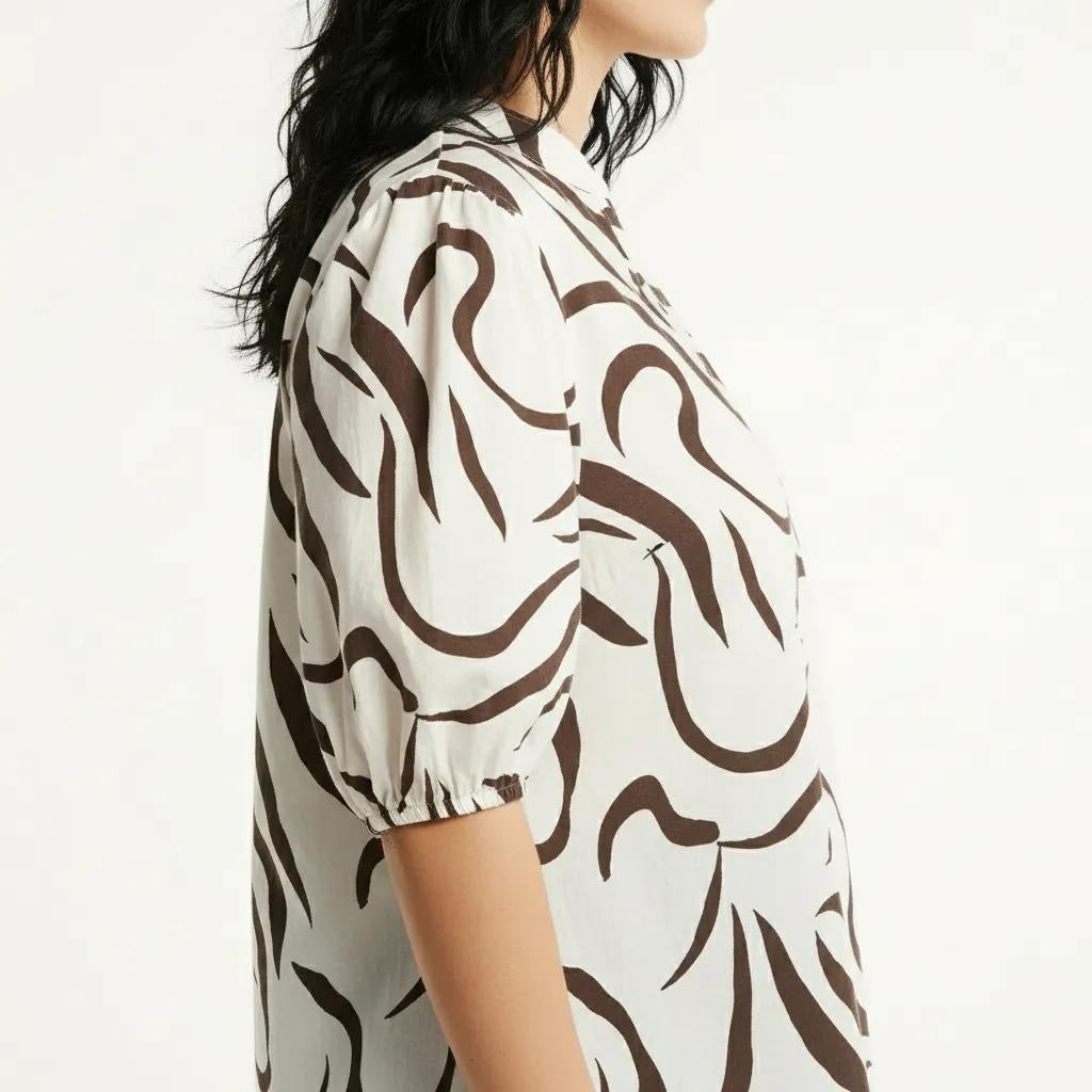 METTLE Tobacco Print Cotton Top