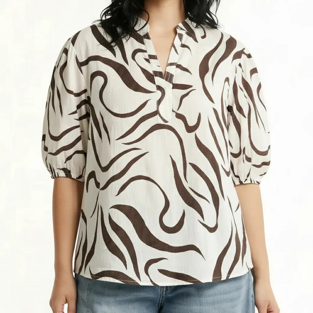 METTLE Tobacco Print Cotton Top