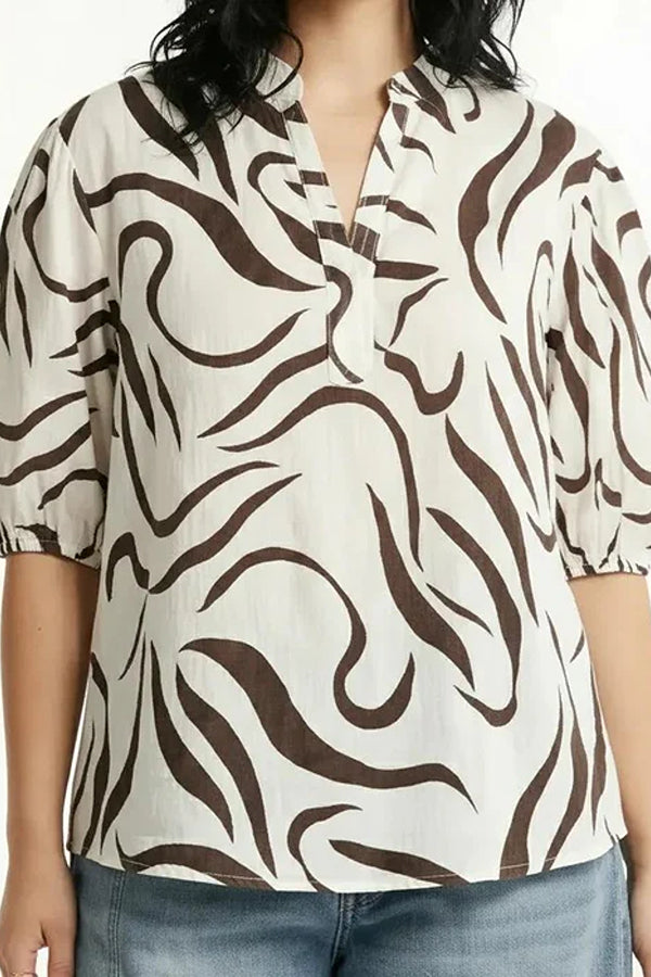 METTLE Tobacco Print Cotton Top