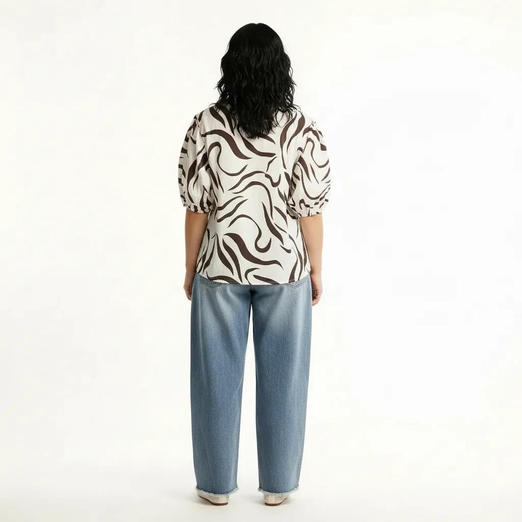 METTLE Tobacco Print Cotton Top