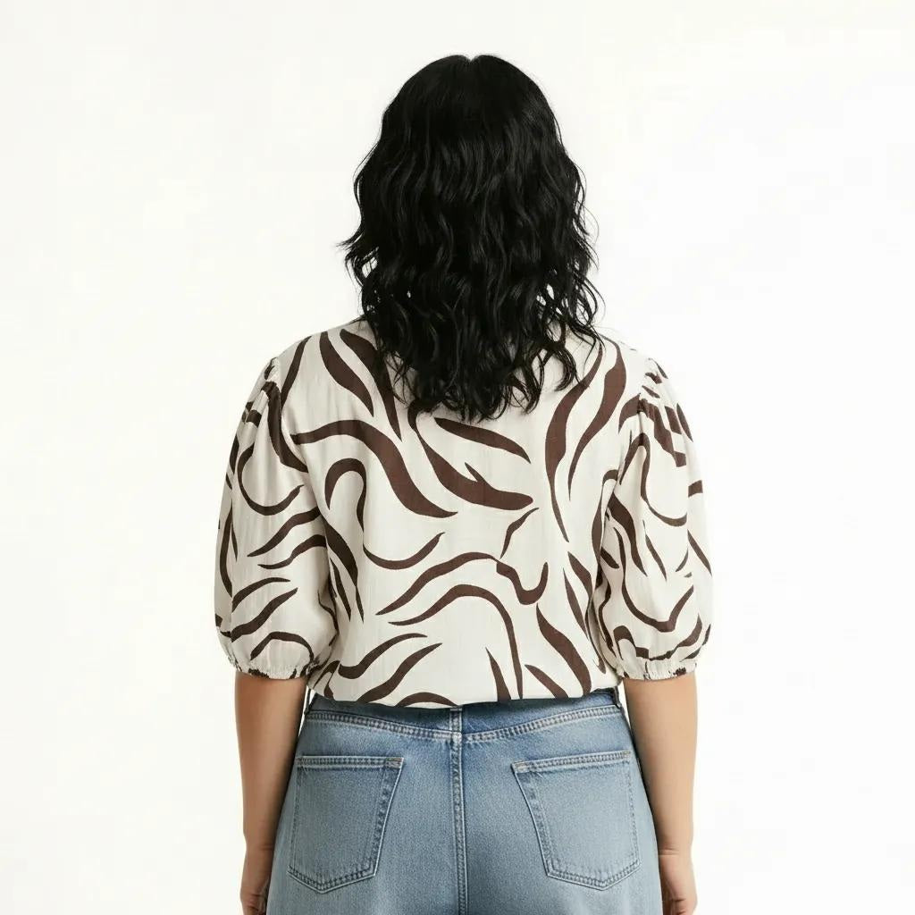 METTLE Tobacco Print Cotton Top