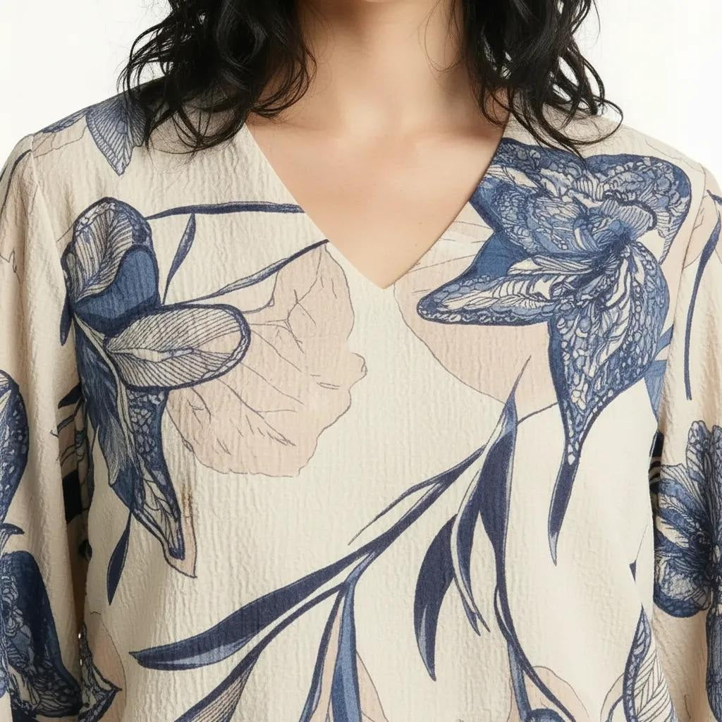 METTLE Denim Floral Print Cotton Top