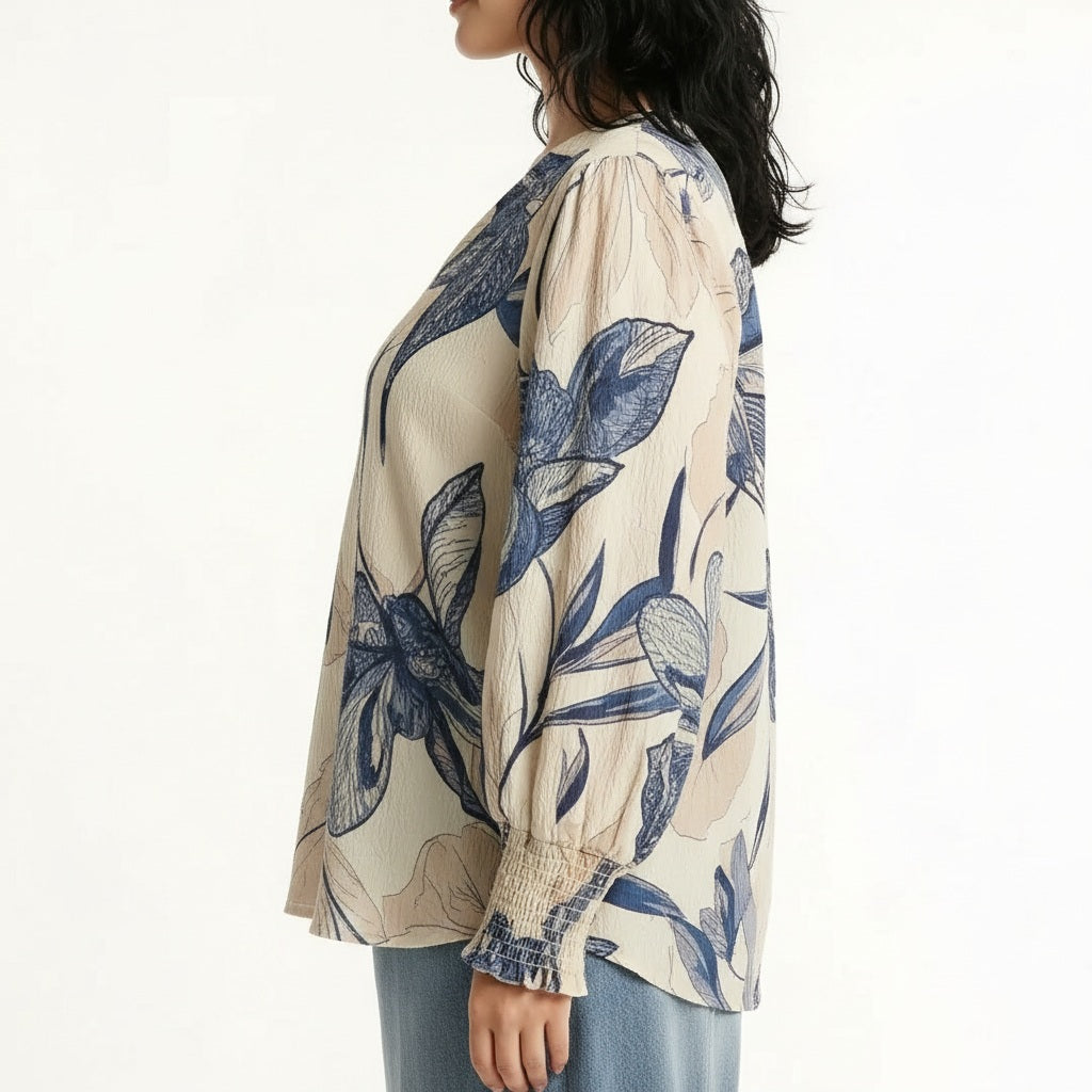 METTLE Denim Floral Print Cotton Top