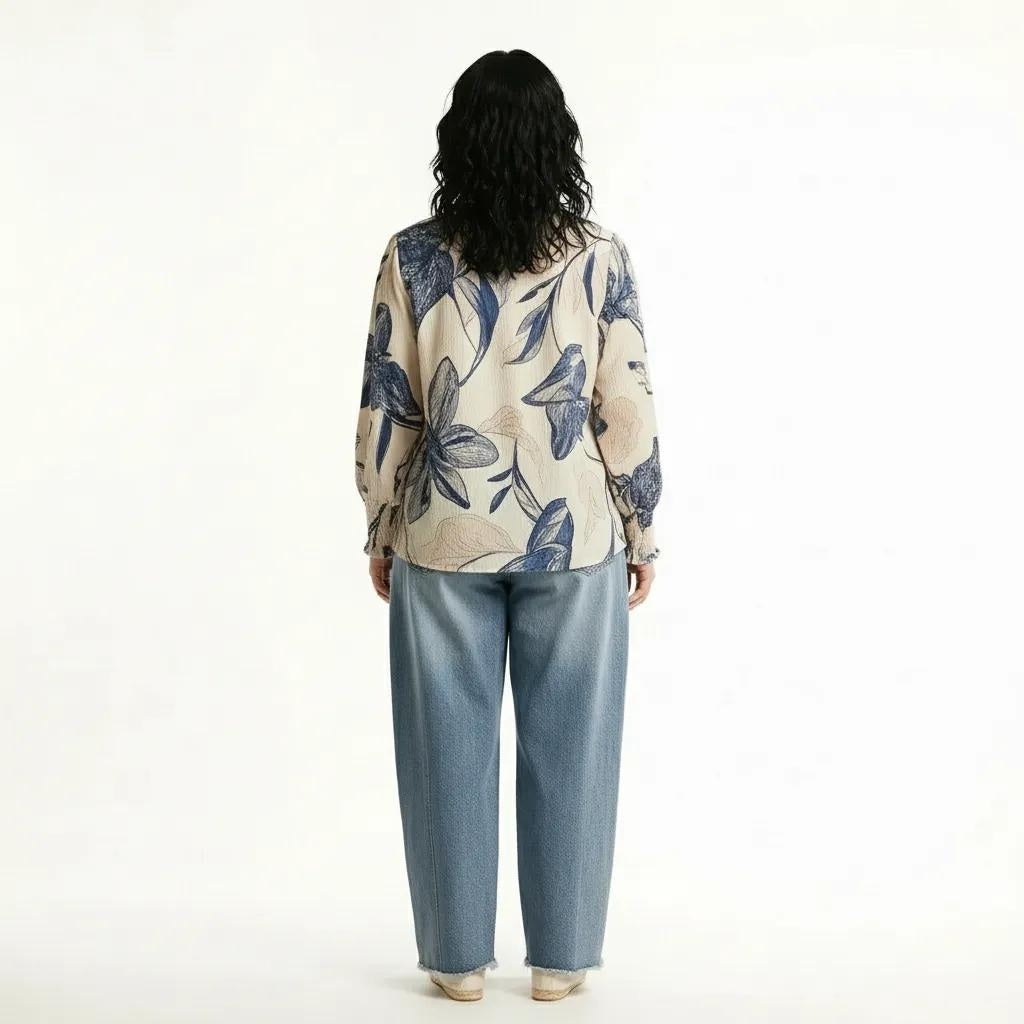 METTLE Denim Floral Print Cotton Top