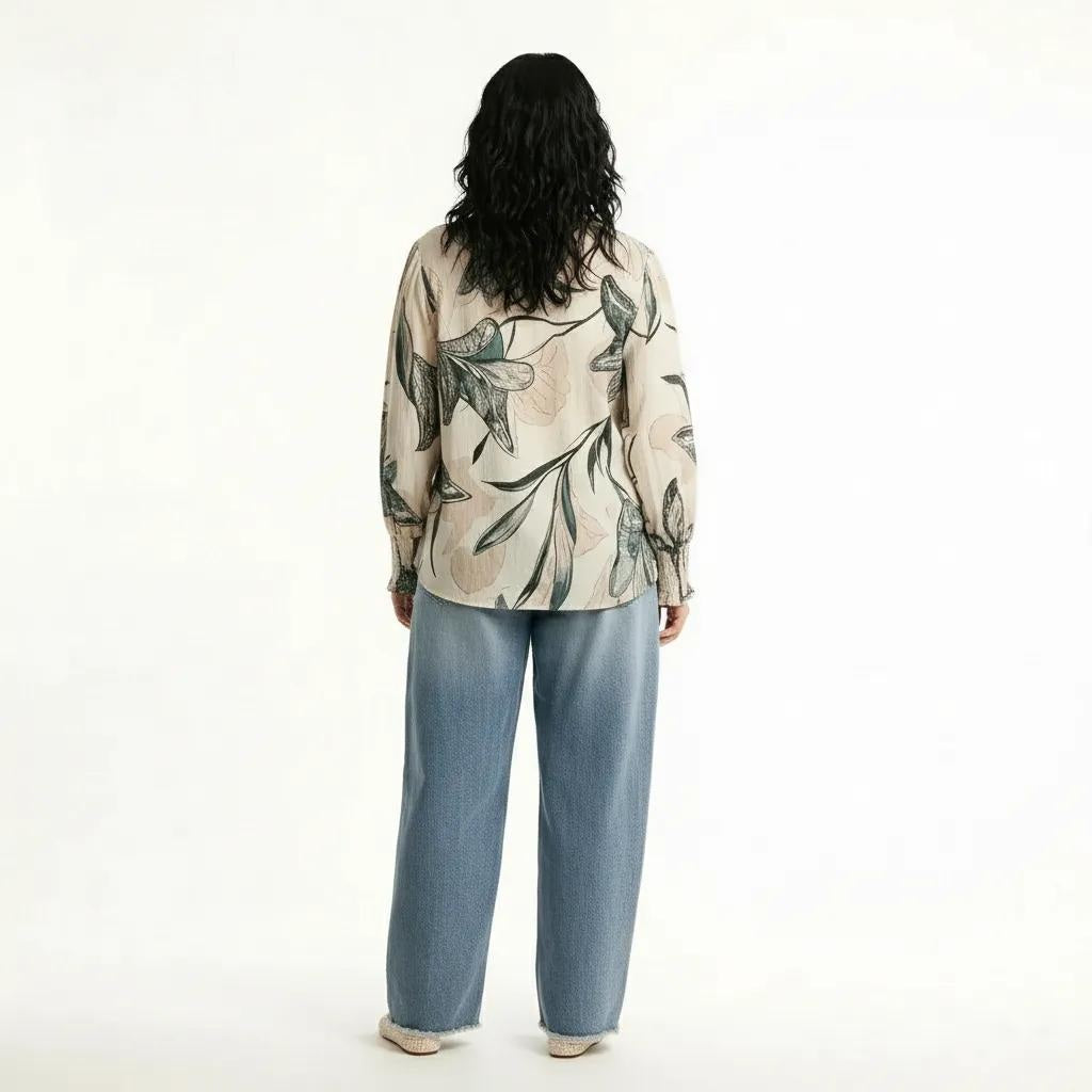 METTLE Teal Floral Print Cotton Top