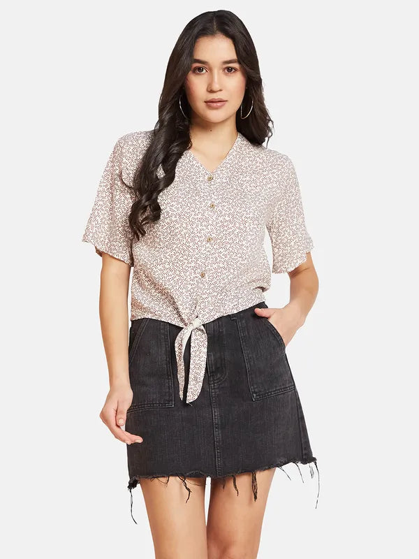 Mettle Micro Or Ditsy Printed Cotton Shirt Style Top