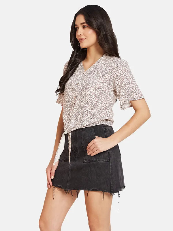 Mettle Micro Or Ditsy Printed Cotton Shirt Style Top