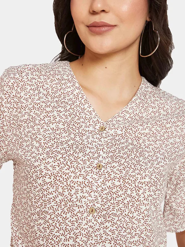 Mettle Micro Or Ditsy Printed Cotton Shirt Style Top