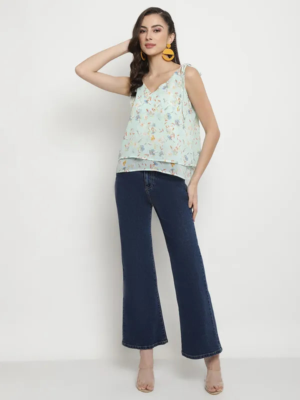 Mettle Floral Printed V-Neck Cotton Top