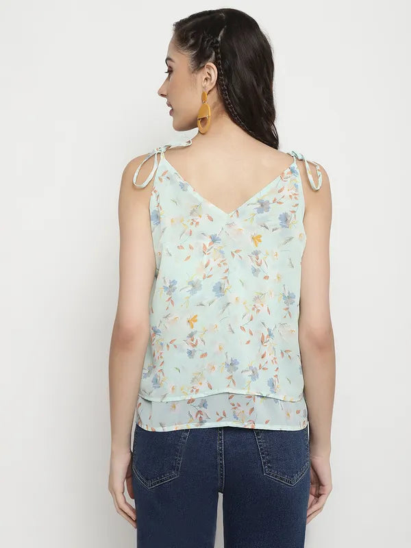 Mettle Floral Printed V-Neck Cotton Top