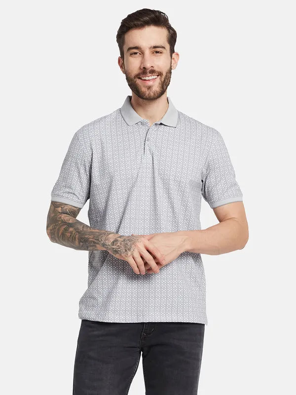 Octave Men Geometric Printed Polo Collar T-Shirt