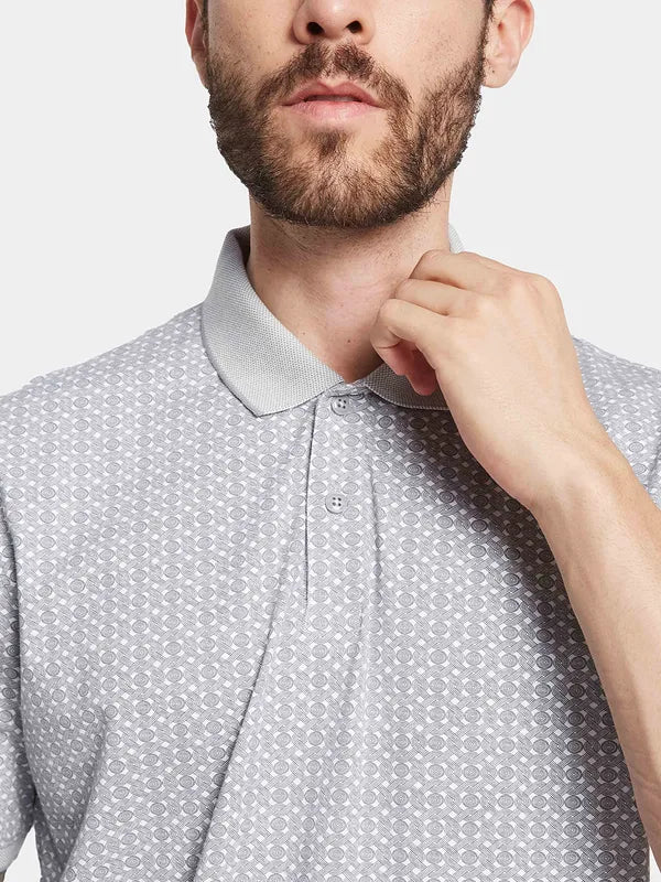 Octave Men Geometric Printed Polo Collar T-Shirt